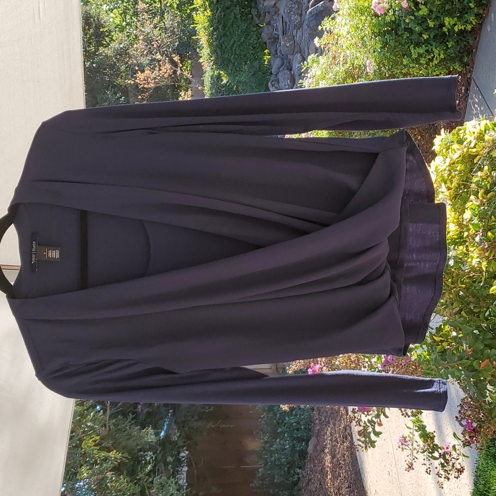 WHBM Navy long sleeve blouse